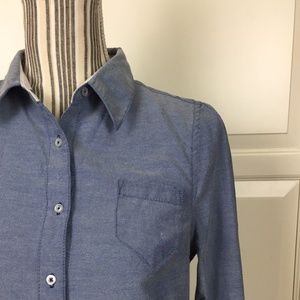 ODILLE ANTHROPOLOGIE Blue Chambray Longsleeve Top